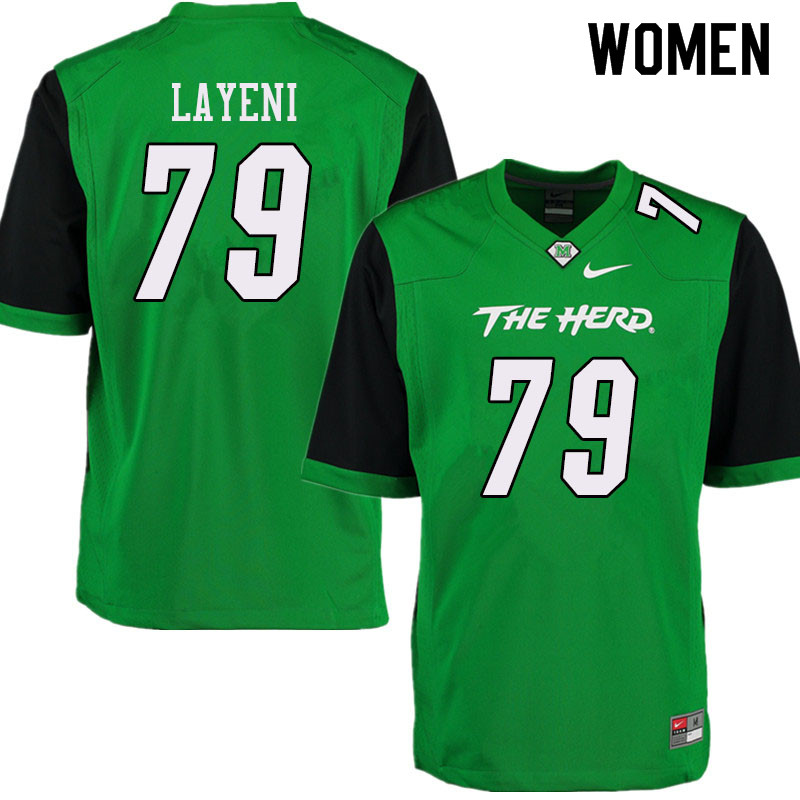 Women #79 Wale Layeni Marshall Thundering Herd College Football Jerseys Sale-Green